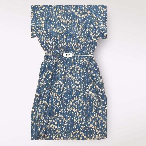 Hayden Floral Smocked High Neck Mini Dress Womens Small Blue Spring Cottage Core - Picture 3 of 7